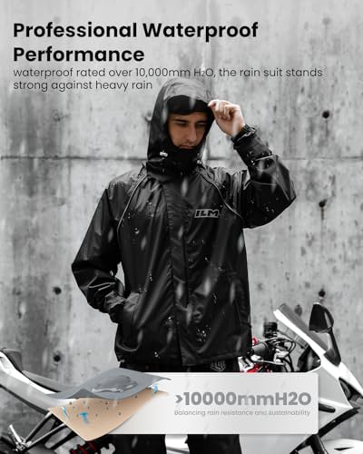 ILM Motorcycle Rain Suit 2-Piece Waterproof, Breathable Model RS03
