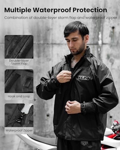 ILM Motorcycle Rain Suit 2-Piece Waterproof, Breathable Model RS03
