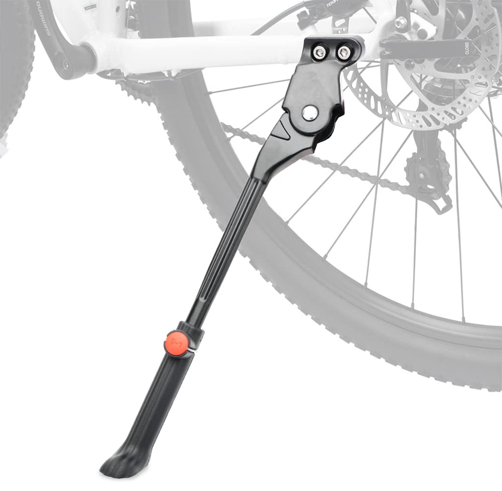TOPCABIN Aluminium Alloy Adjustable Bike Kickstand, Fits 22"-28" Mountain Road Bike/BMX/MTB, Black, 12.2'-14.2' (310-360mm), Includes Wrench & Rubber Mat