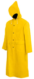 Xpose Safety Heavy Duty Yellow Rain Coat –.35mm PVC 48in Raincoat Jacket with Detachable Hood - Waterproof - Storm Weather, Raining, Fishing, Wet Work Conditions - 4XL