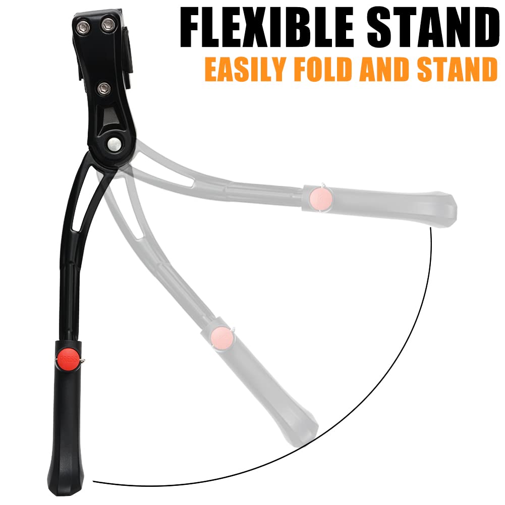TOPCABIN Aluminium Alloy Adjustable Bike Kickstand, Fits 22"-28" Mountain Road Bike/BMX/MTB, Black, 12.2'-14.2' (310-360mm), Includes Wrench & Rubber Mat
