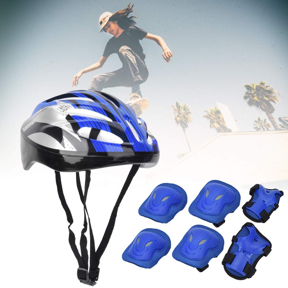 Jiawu 7pcs Adult Roller Skating Protection Gear Set Knee Pads Elbow Pads Gloves Helmet with PE Shell Thick Sponge for Men Women