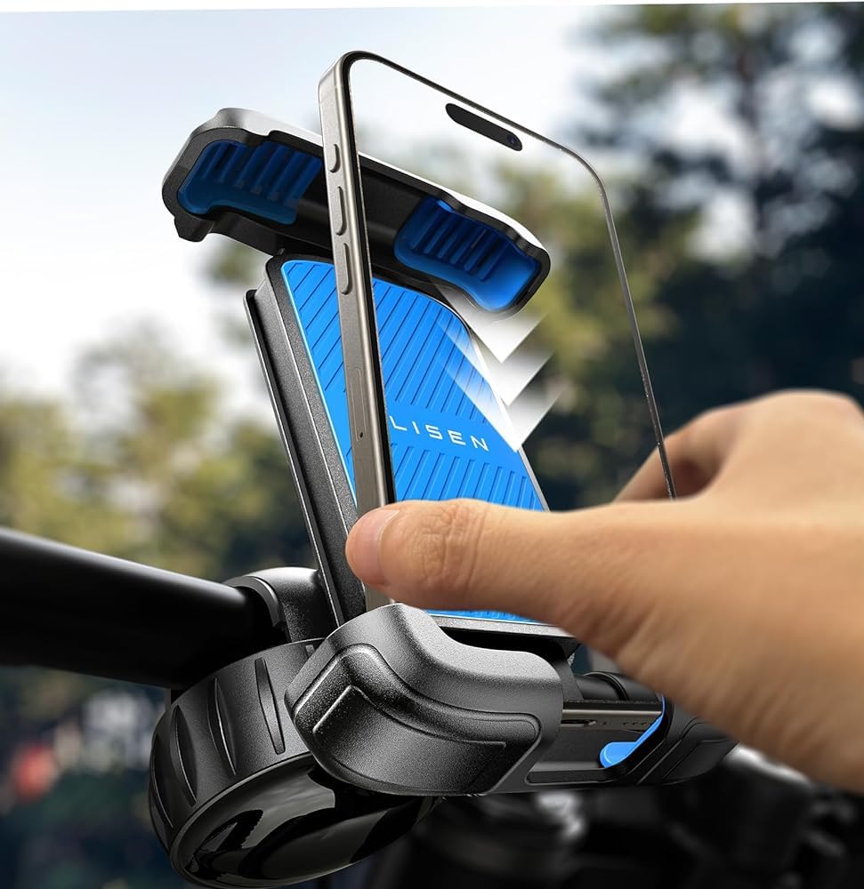 LISEN Bike Phone Holder, [Super Easy Install] Motorcycle Phone Mount Ebike Accessories Bicycle Handlebar Holder Mount Gifts for Adults Kids Men Mountain Mini Bike Scooter Gear Accessories