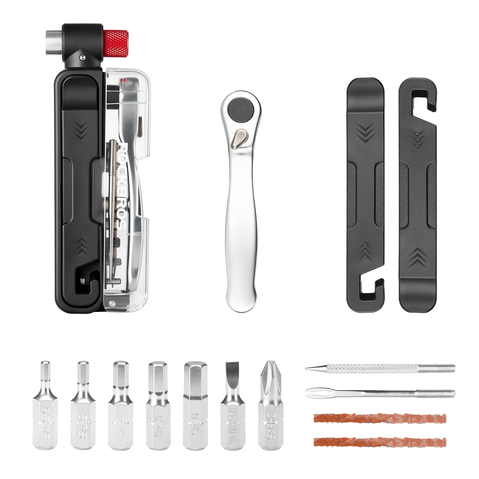 ROCKBROS Bike Tool Kit Portable 7 Magnetic Bits Ratchet Wrench Tire Levers