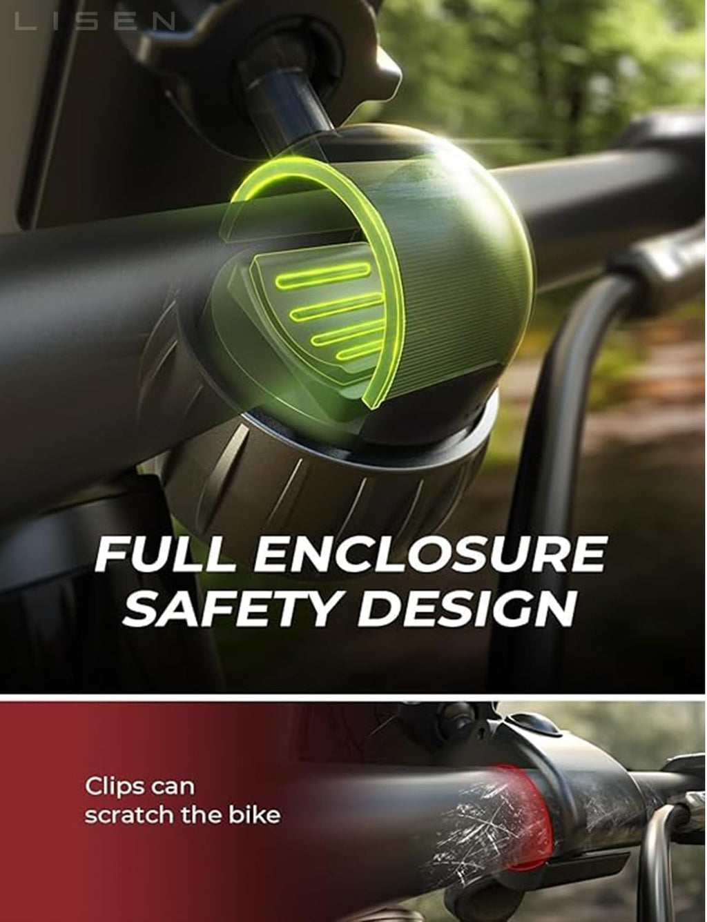 LISEN Bike Phone Holder, [Super Easy Install] Motorcycle Phone Mount Ebike Accessories Bicycle Handlebar Holder Mount Gifts for Adults Kids Men Mountain Mini Bike Scooter Gear Accessories