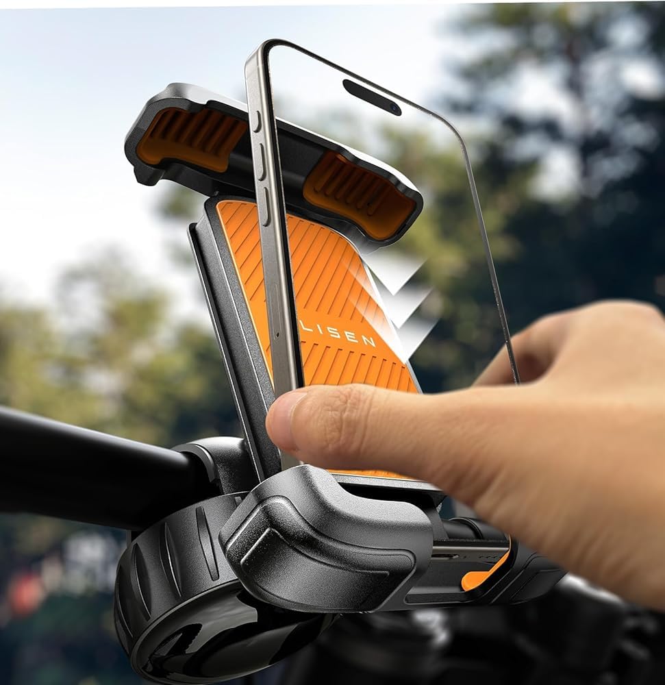 LISEN Bike Phone Holder, [Super Easy Install] Motorcycle Phone Mount Ebike Accessories Bicycle Handlebar Holder Mount Gifts for Adults Kids Men Mountain Mini Bike Scooter Gear Accessories