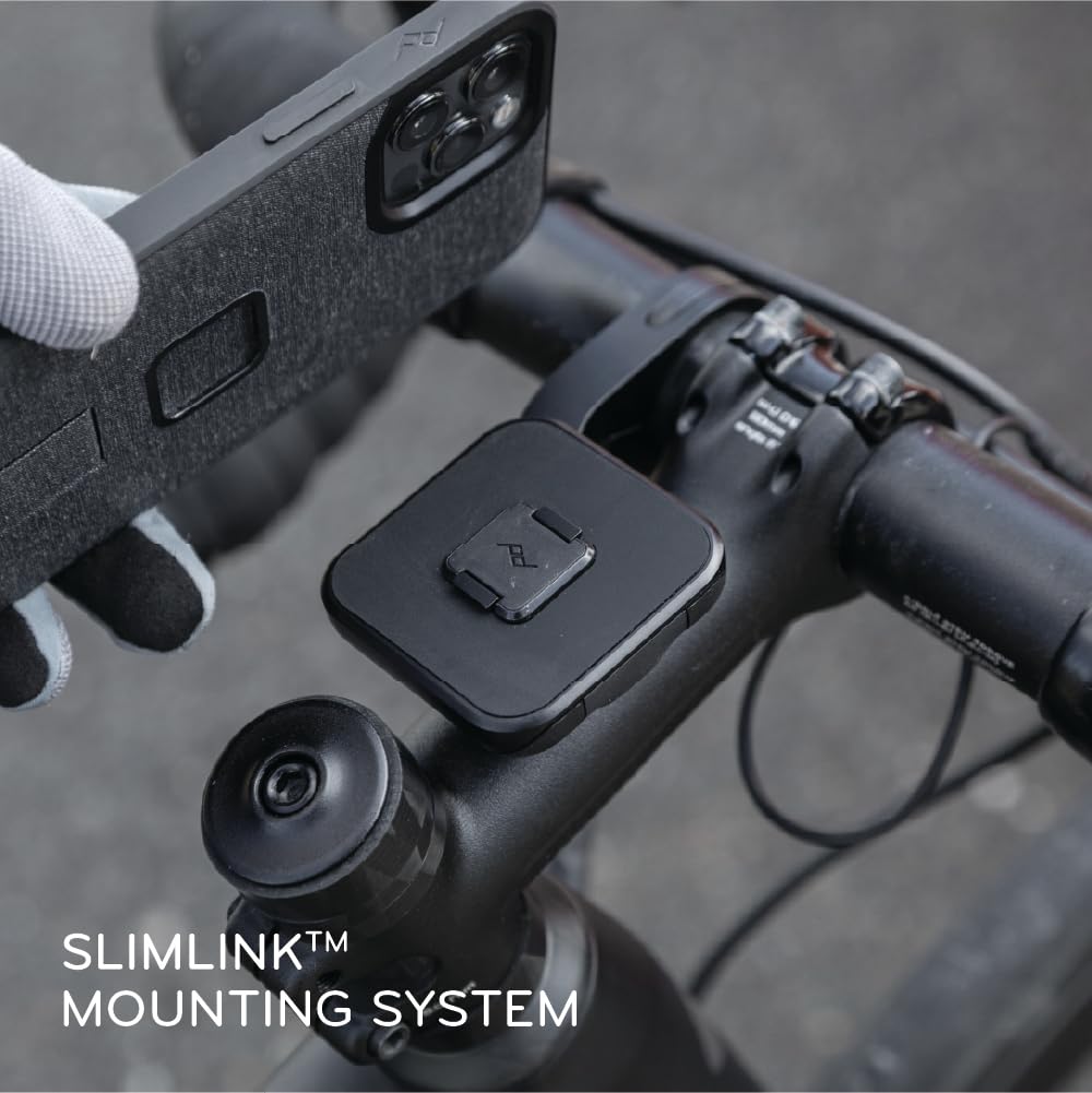 Peak Design Mobile Out Front Bike Mount, V2, Black, SlimLink Technology, Machined Aluminum Construction, Adjustable Cycling Phone Mount, Fits Most Handlebar Sizes, Bike Phone Holder