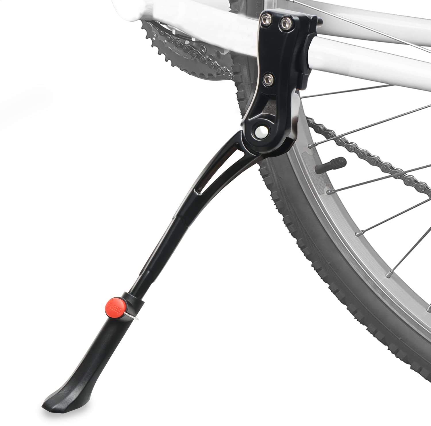 TOPCABIN Aluminium Alloy Adjustable Bike Kickstand, Fits 22"-28" Mountain Road Bike/BMX/MTB, Black, 12.2'-14.2' (310-360mm), Includes Wrench & Rubber Mat
