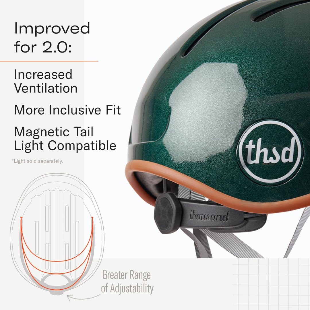 Thousand Heritage 2.0 Adult Bike Helmet; The Original Low Profile Retro Commuter Cycling Helmet Safety Certified for Bicycle Skateboard Skating Roller Skates; for Men & Women