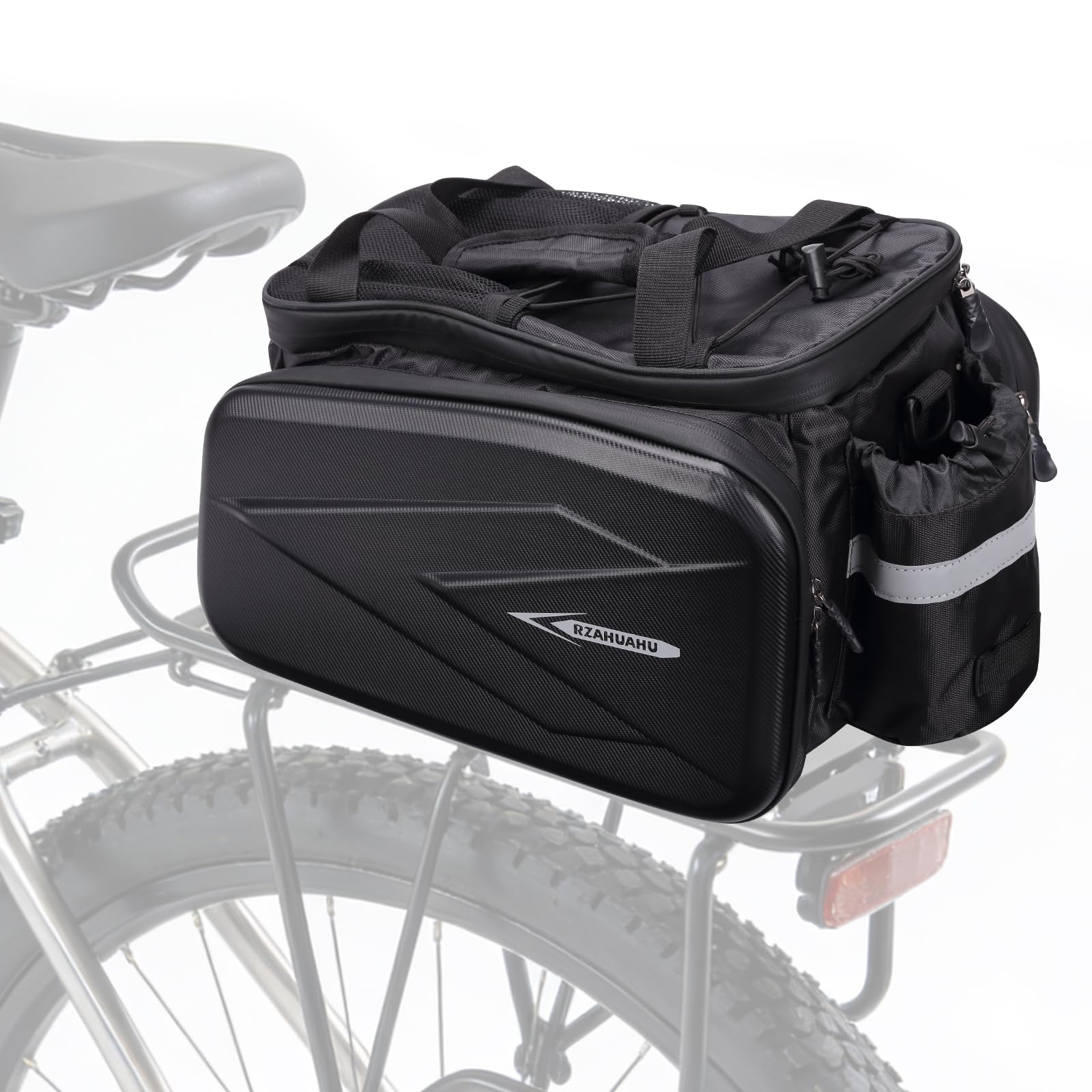 WMAWJBT Bike Rear Rack Bag with Hard Shell Bike Bag with Shoulder Strap Ebike Accessories Bicycle Accessories Bike Panniers with Waterproof Cover for Cycling Camping Travel