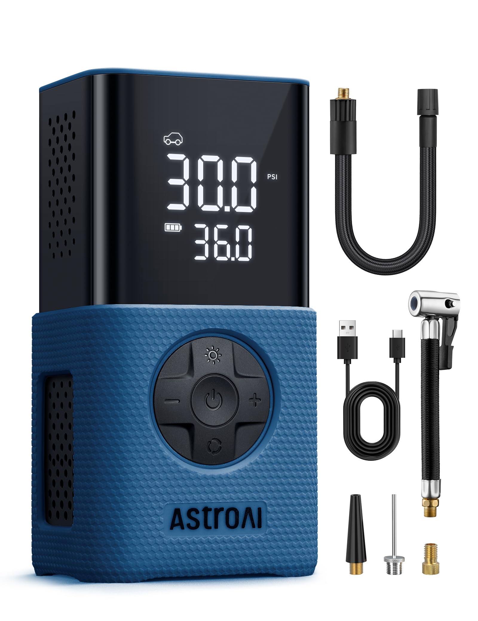 AstroAI L7 & L7S Tire Inflator Portable Air Compressor Cordless Bike Pump with Digital Dual Values Display, 150 PSI Car Tires Pump with LED Lights Air Pump for Cars, Motorcycles, Bikes, Balls