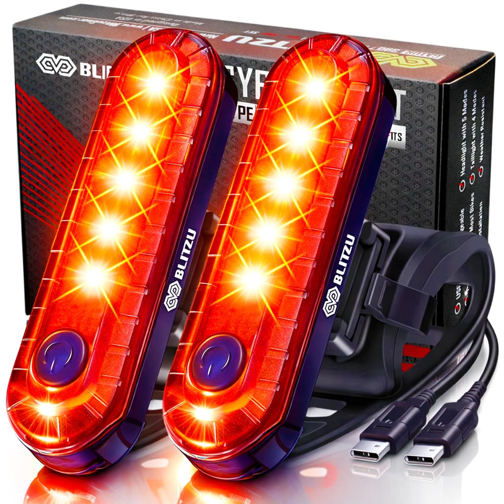 BLITZU USB-C Rechargeable LED Bike Tail Lights, 2-Pack