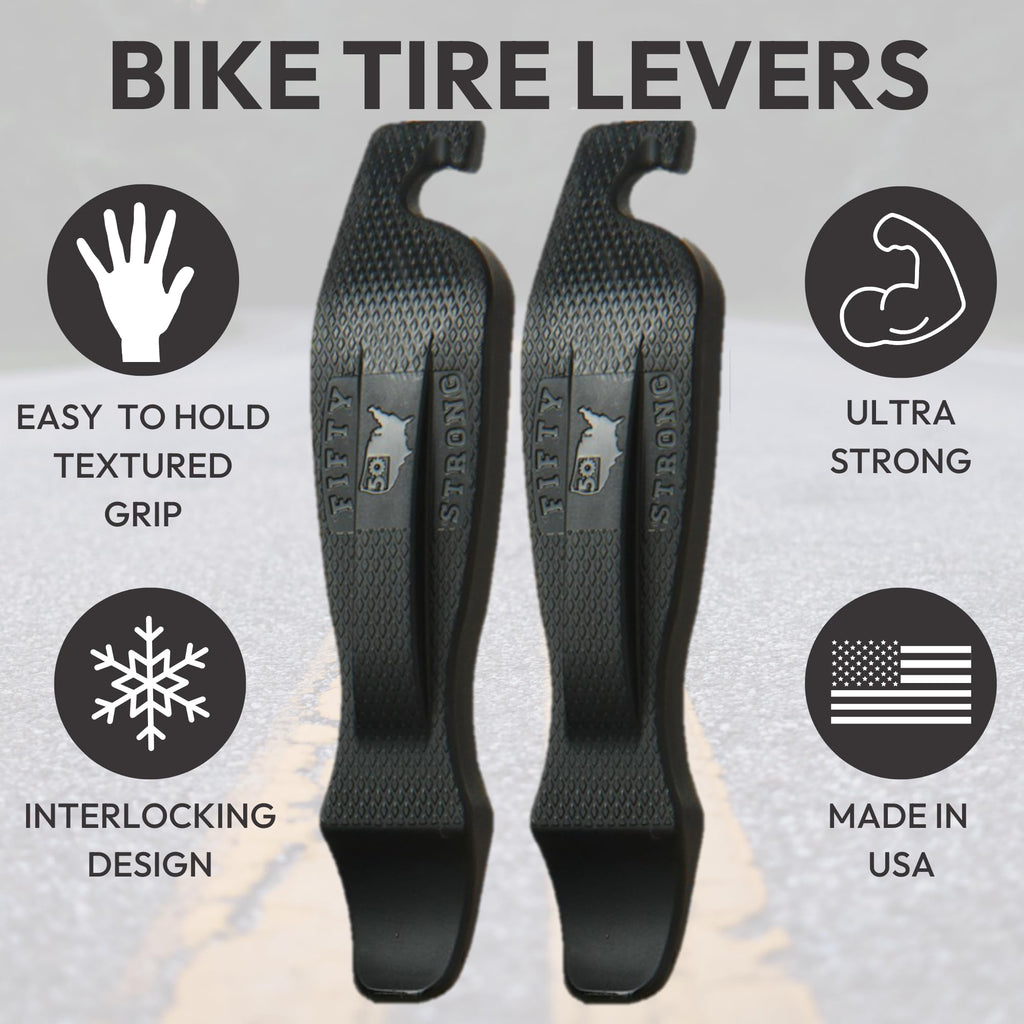 50 Strong | Bike Tire Levers & Tire Tool, Set of 4, Road, MTB & BMX