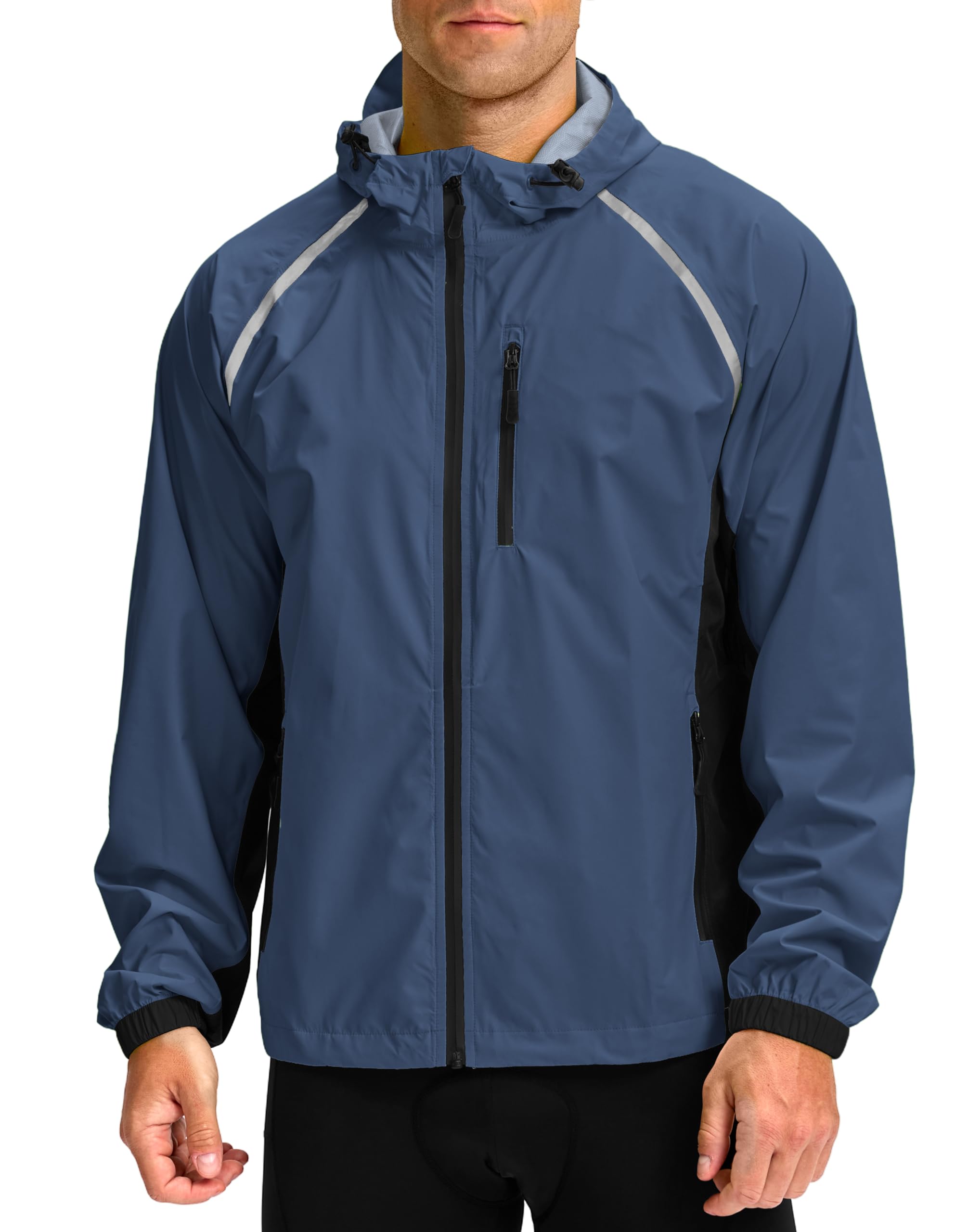Bikewa Men's Cycling Rain Jackets Waterproof Running Bike Windbreaker Lightweight Packable Hooded Jacket