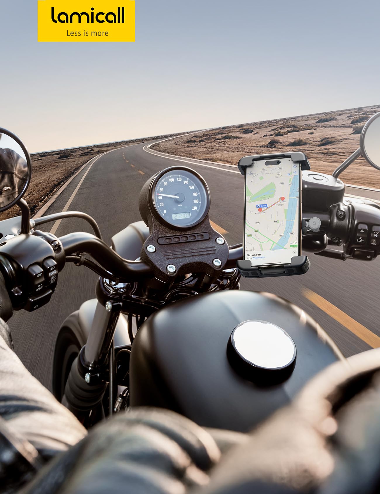 Lamicall Bike Motorcycle Phone Mount - [1s Quick Lock] for 6-7.2" Phones