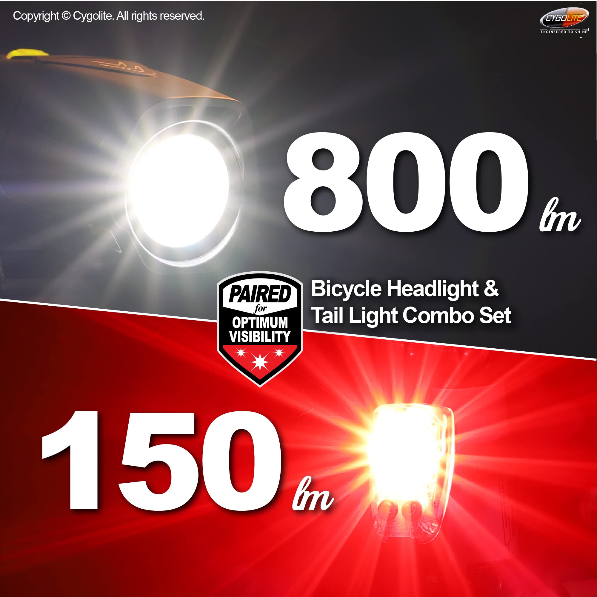 Cygolite Metro Plus 800 & Hotshot Pro 150 USB Rechargeable Bicycle Light Combo Set with Topeak Aero Wedge Pack Large Black