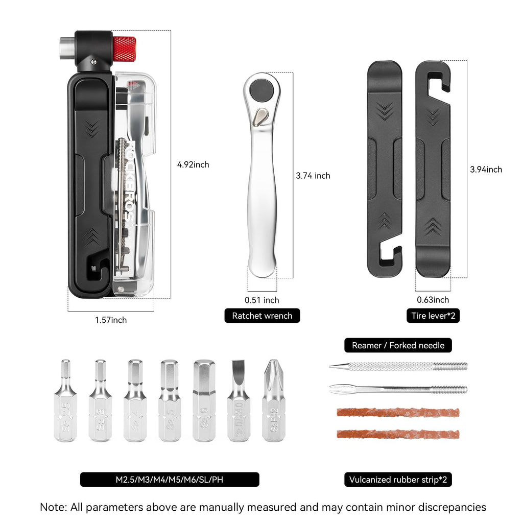ROCKBROS Portable Bike Tool Kit with Ratchet & Tire Levers