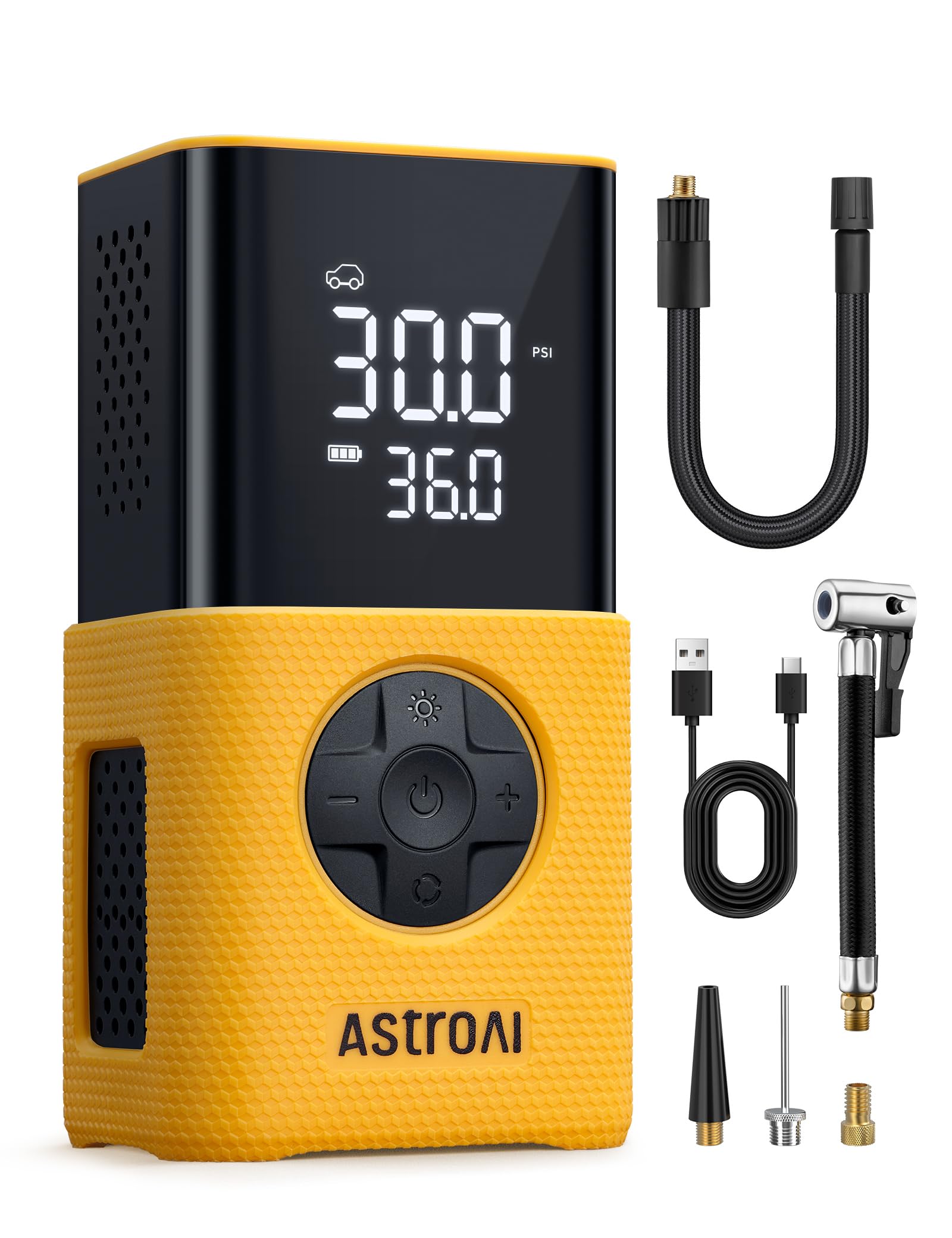 AstroAI L7 & L7S Tire Inflator Portable Air Compressor Cordless Bike Pump with Digital Dual Values Display, 150 PSI Car Tires Pump with LED Lights Air Pump for Cars, Motorcycles, Bikes, Balls