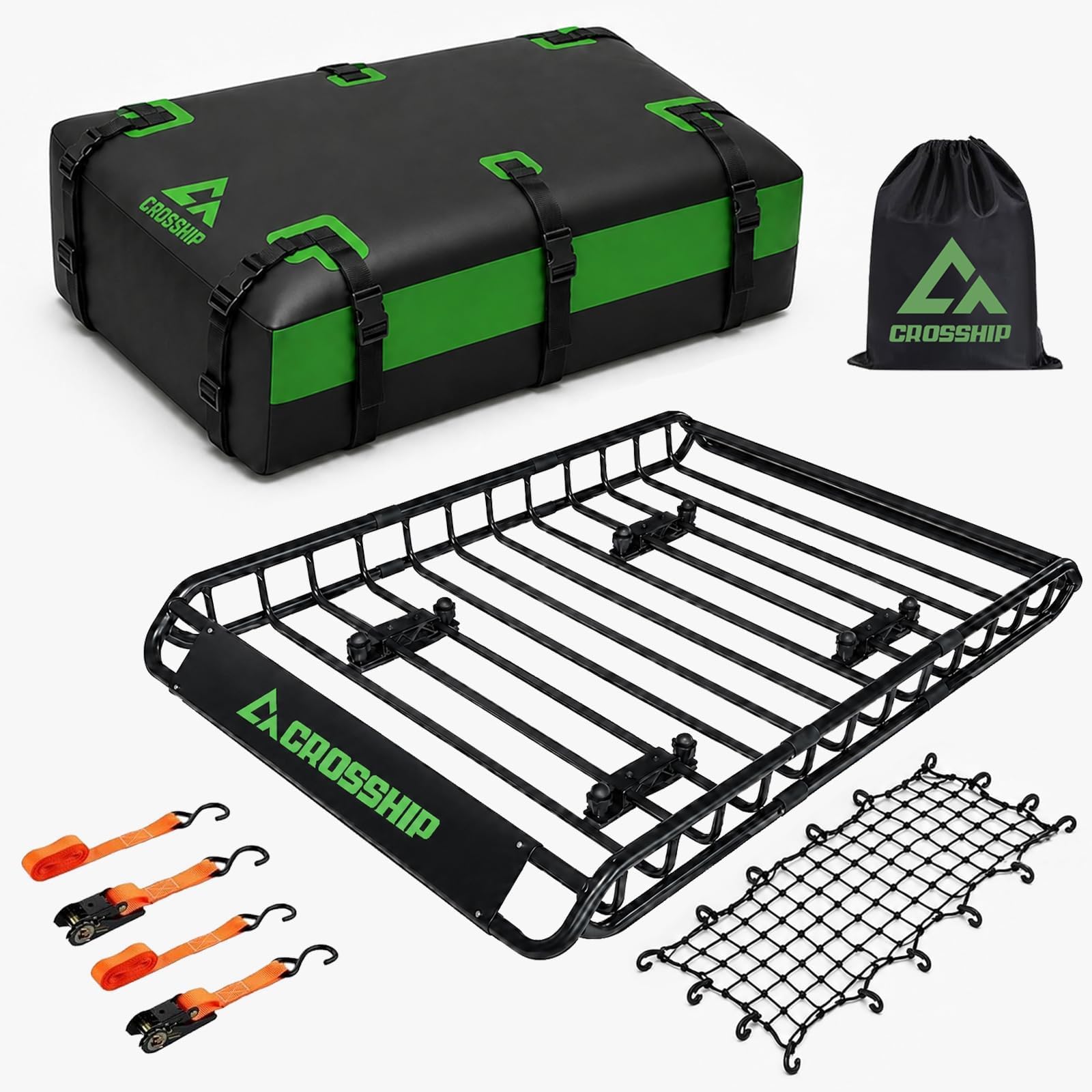 CROSSHIP 20 Cubic Feet Car Roof Bag and Basket