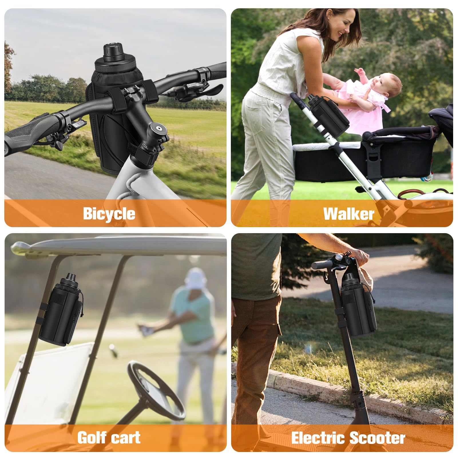 FINPAC Universal Bike Cup Holder with Phone Pockets