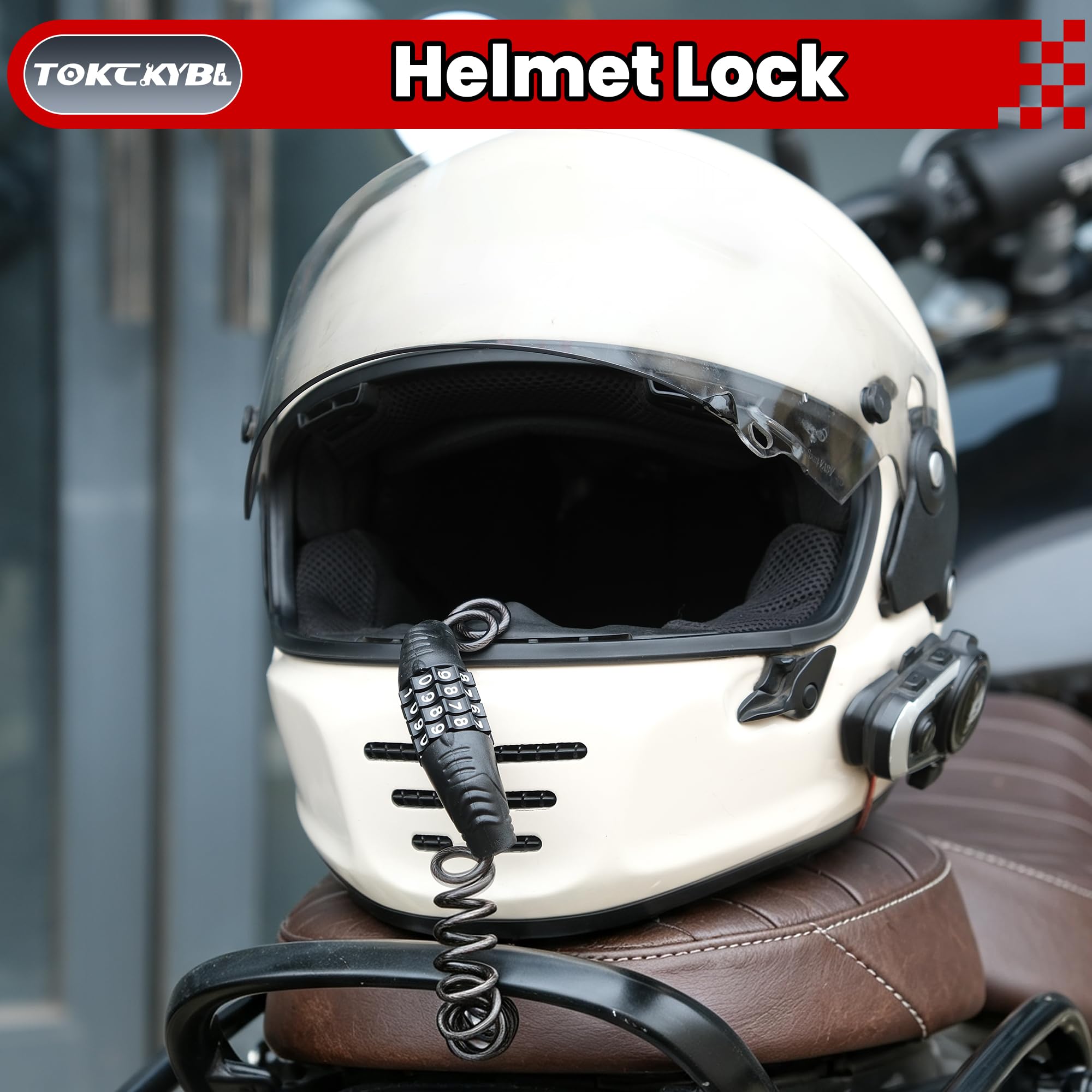 TOKCKYBL Motorcycle Lock, Heavy Duty Anti Theft Helmet, Brake and Handlebar Lock, Universal for Motorcycles, ATVs, Dirt Bikes, Mopeds，Scooters