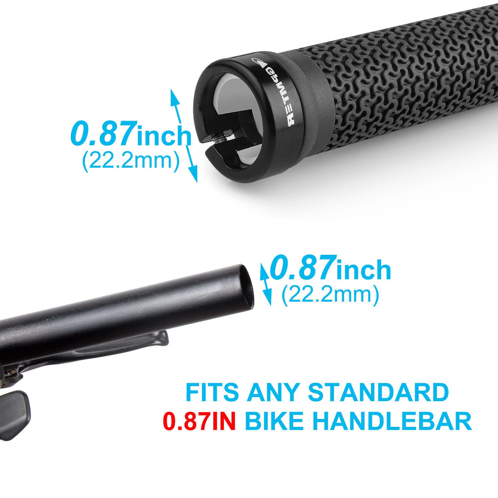 GPMTER Bike Handlebar Grips, Single Lock on Bicycle Handle Bar, for BMX, Mountain, MTB, Beach Cruiser, Scooter, Folding Bike, Soft Non-Slip-Rubber Hand Grip Comfortable Ergonomic