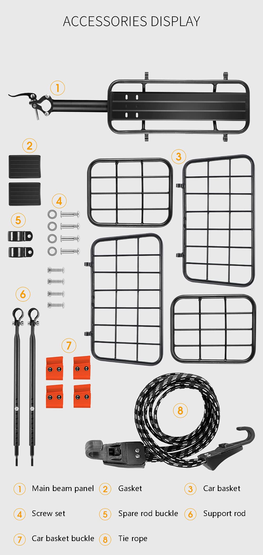 Bicycle Basket, Rear Bike Rack,Quick Release Bicycle Luggage Rack with Basket, Quick Release and Adjustable,75Kg Load,Aluminum Alloy