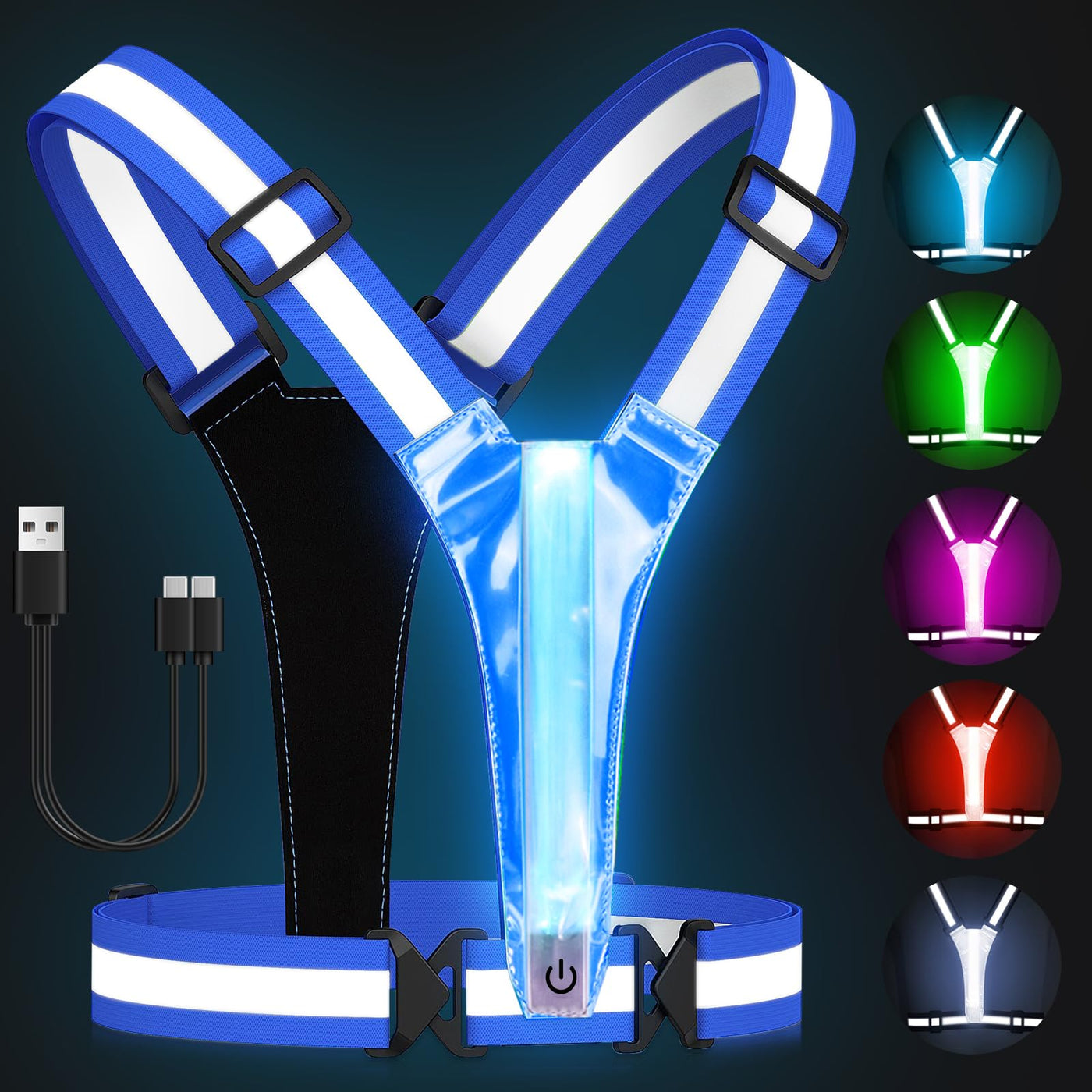 Zacro Rechargeable LED Reflective Vest for Night Cycling