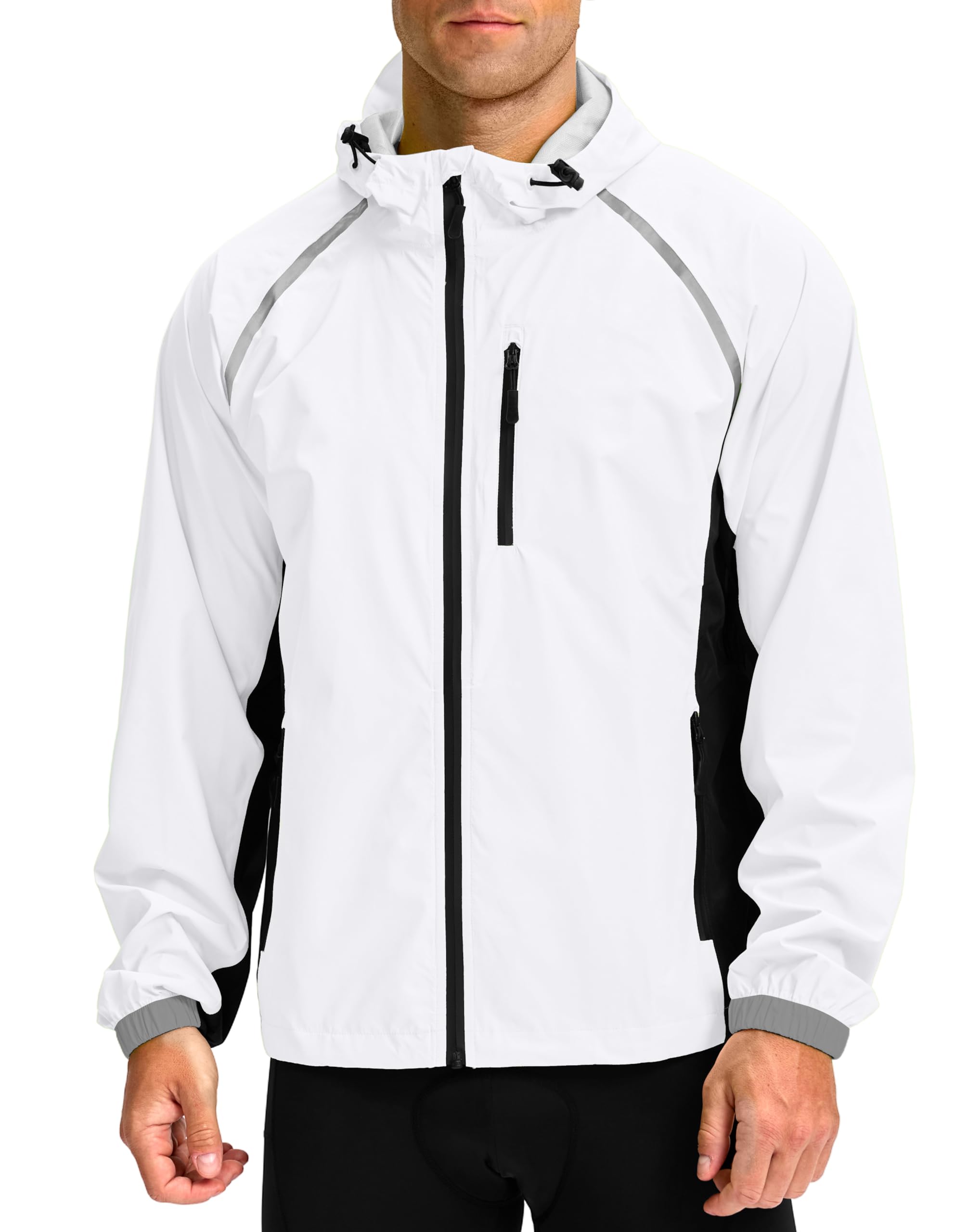 Bikewa Men's Cycling Rain Jackets Waterproof Running Bike Windbreaker Lightweight Packable Hooded Jacket