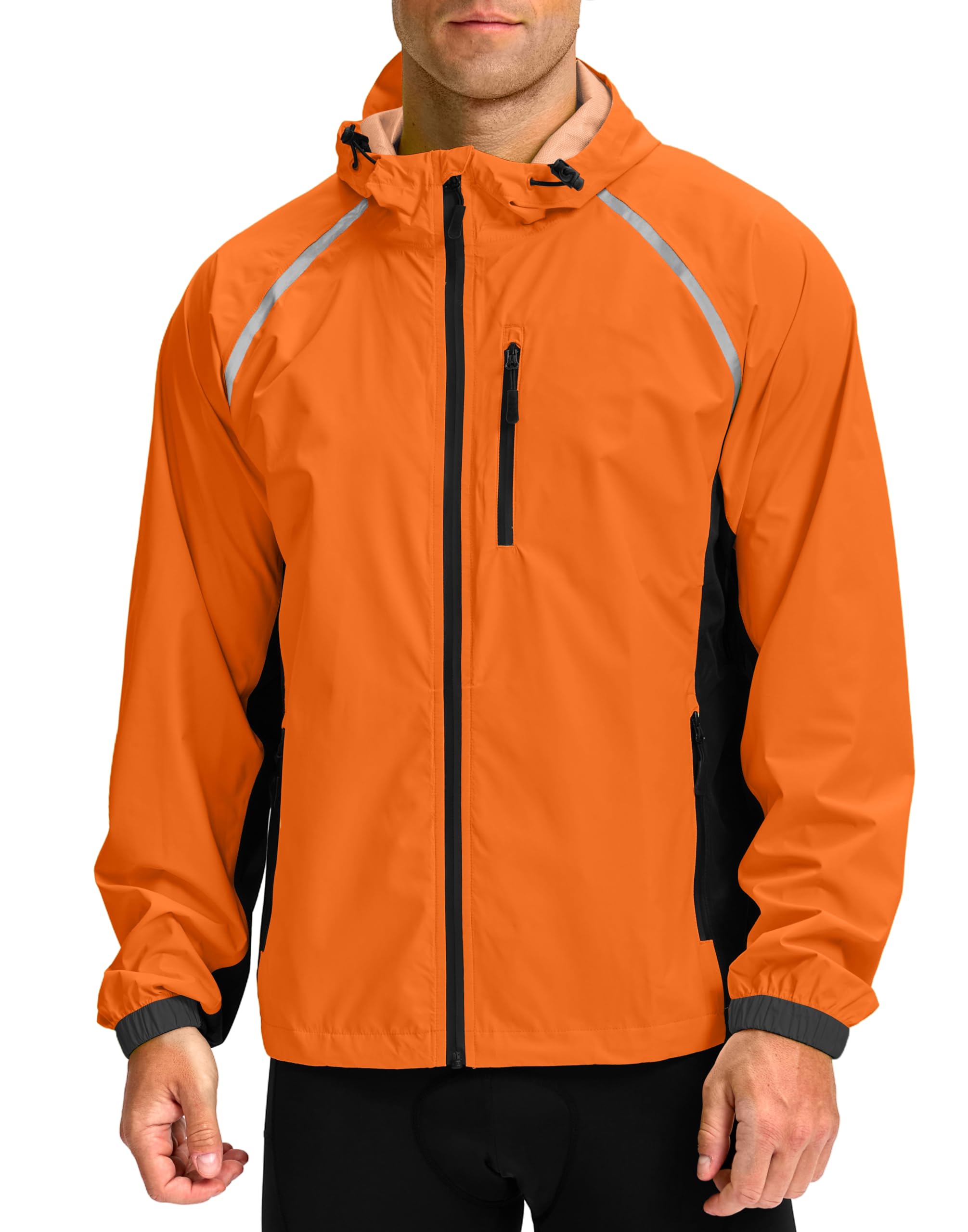 Bikewa Men's Cycling Rain Jackets Waterproof Running Bike Windbreaker Lightweight Packable Hooded Jacket