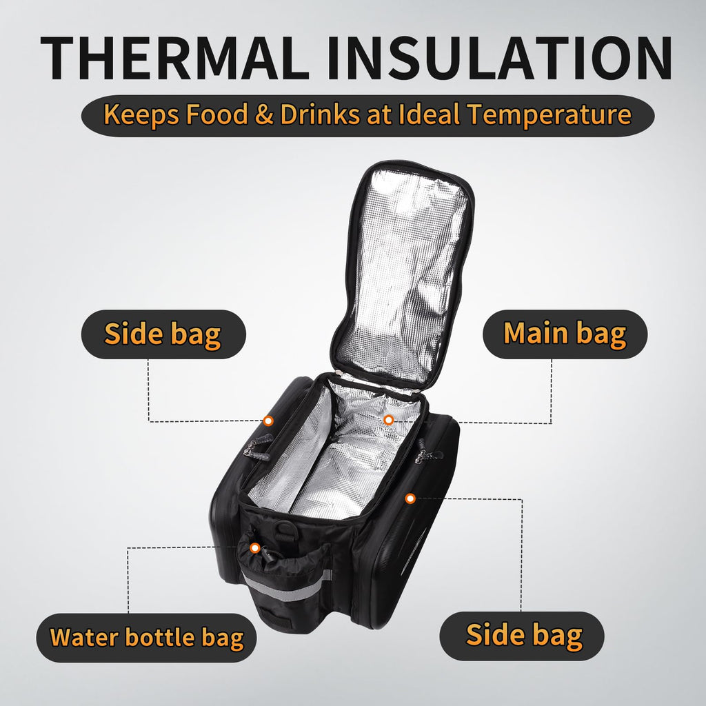 WMAWJBT Bike Rear Rack Bag with Hard Shell Bike Bag with Shoulder Strap Ebike Accessories Bicycle Accessories Bike Panniers with Waterproof Cover for Cycling Camping Travel