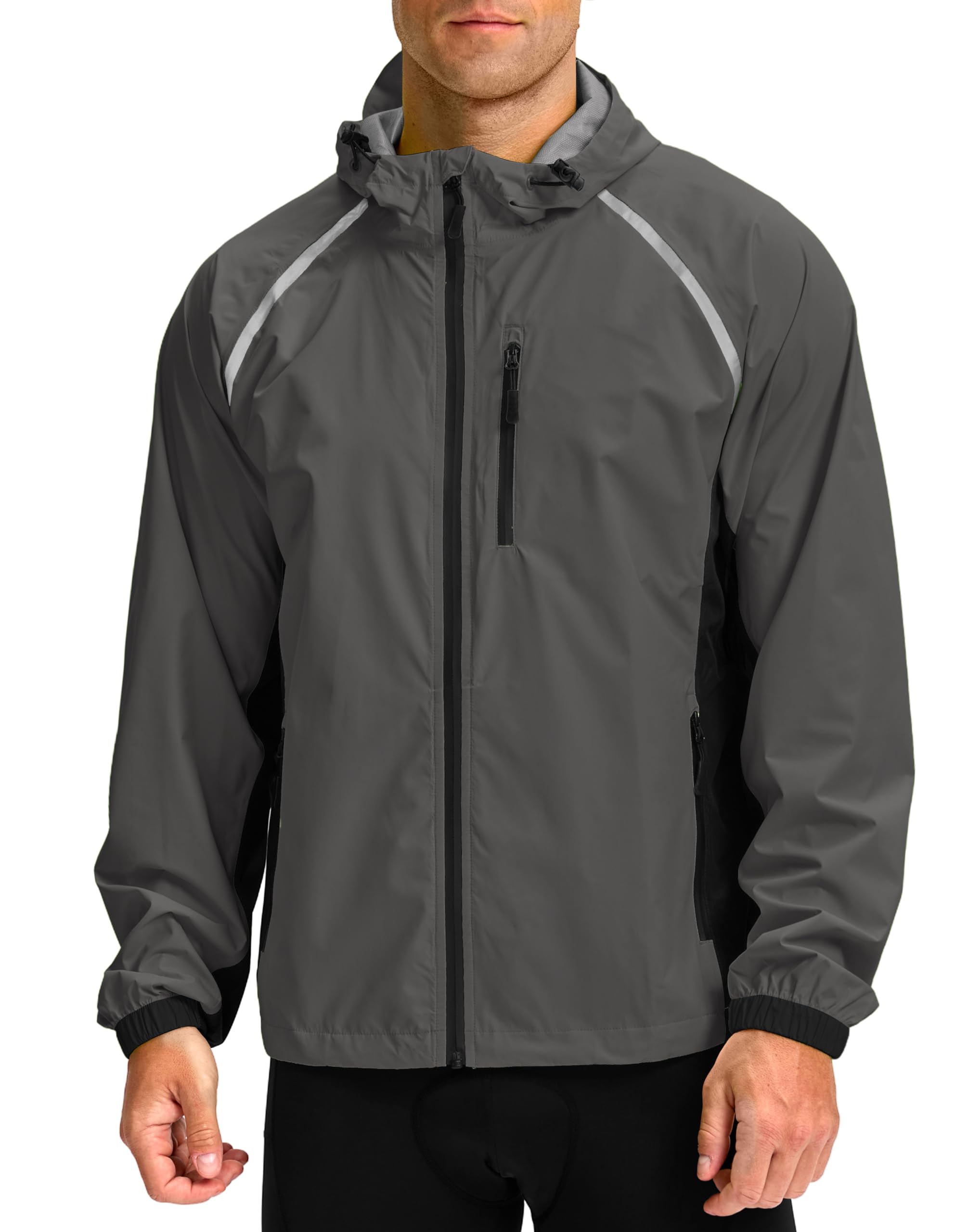 Bikewa Men's Cycling Rain Jackets Waterproof Running Bike Windbreaker Lightweight Packable Hooded Jacket