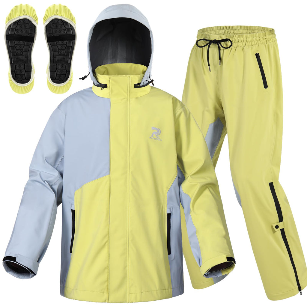 RainRider Rain Suit for Men Waterproof Lightweight 3-Piece Rain Gear