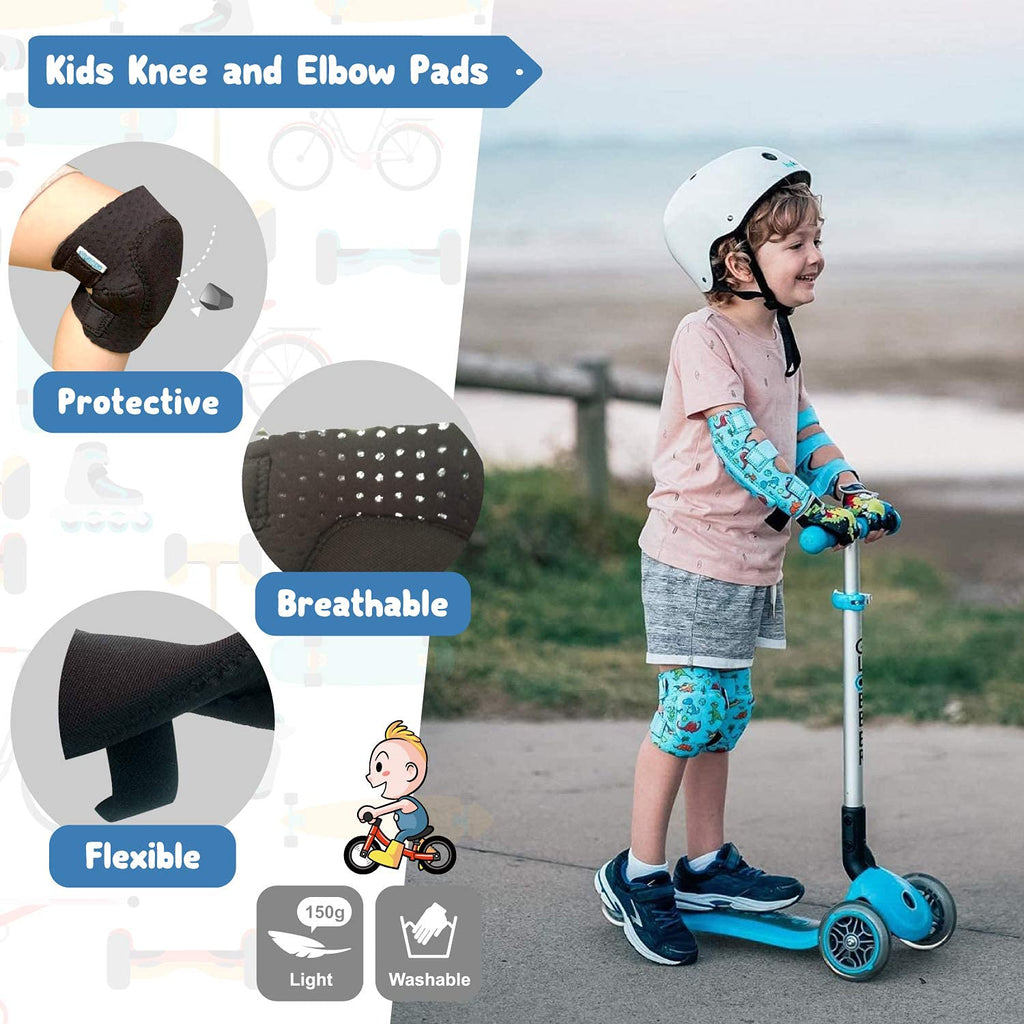 Simply Kids BUNDLE: Knee Pads, Elbow Pads, Bike Gloves and Wrist Guards for Child Boy Girl Toddler I One Set for All Sports Roller-Skating Balance Bike Skateboard