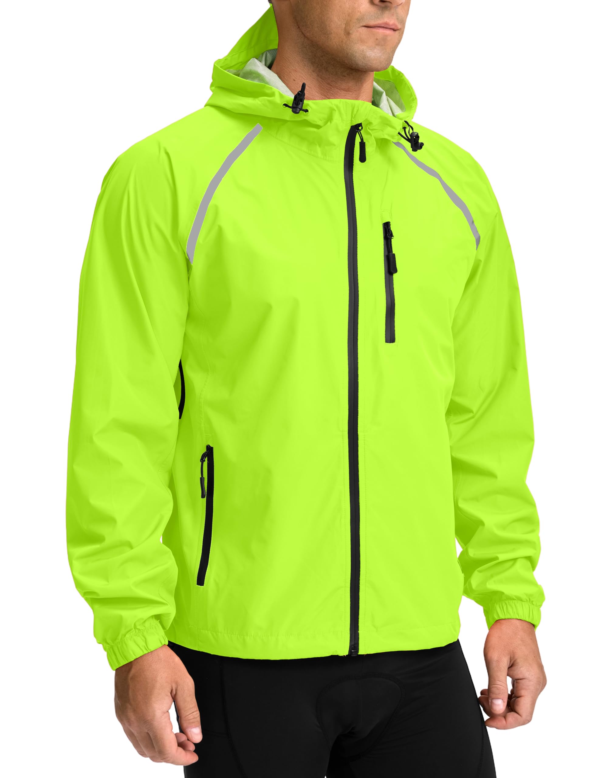 Bikewa Men's Cycling Rain Jackets Waterproof Running Bike Windbreaker Lightweight Packable Hooded Jacket