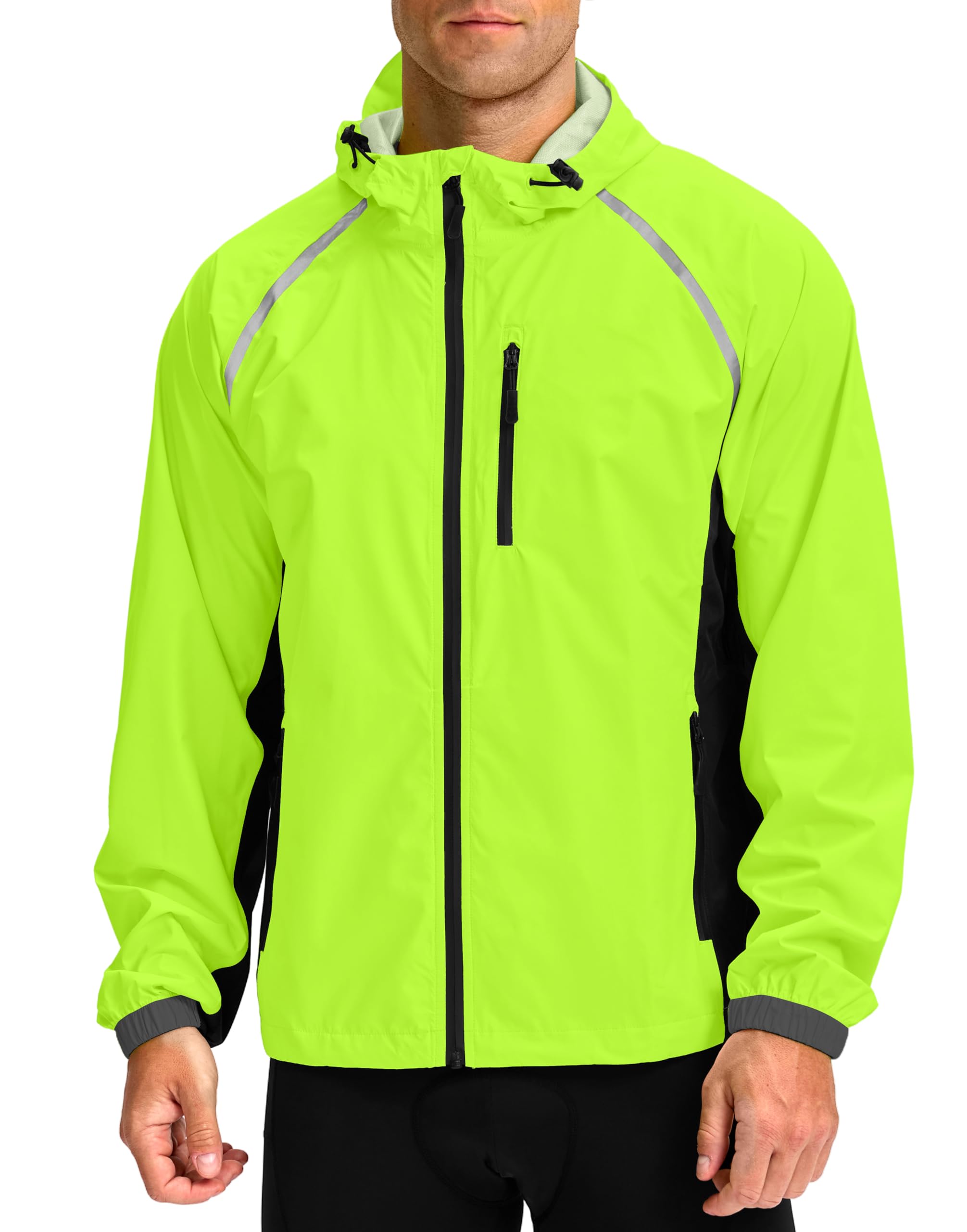 Bikewa Men's Cycling Rain Jackets Waterproof Running Bike Windbreaker Lightweight Packable Hooded Jacket