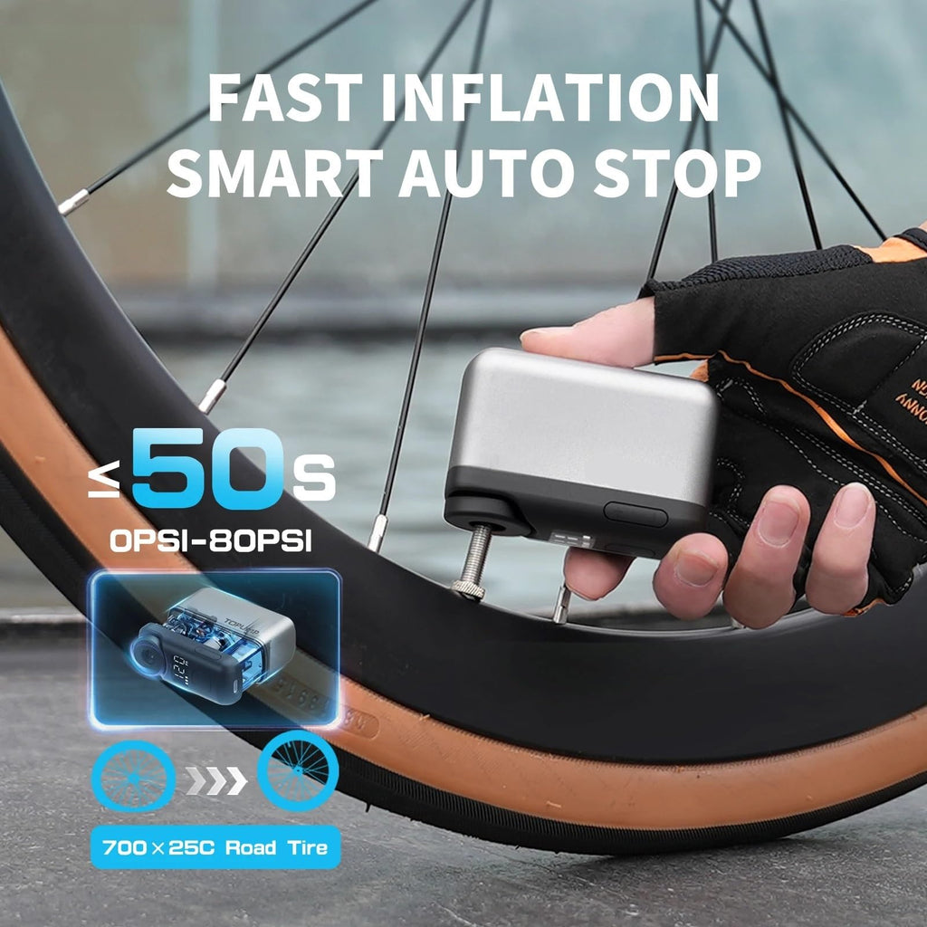 Air Pump, 5Pcs Bicycle Tire Inflator Mini Pump LED Screen Rechargeable Cycling Bike Accessories Tiny Pump for Sports Ball,Electric Air Pump