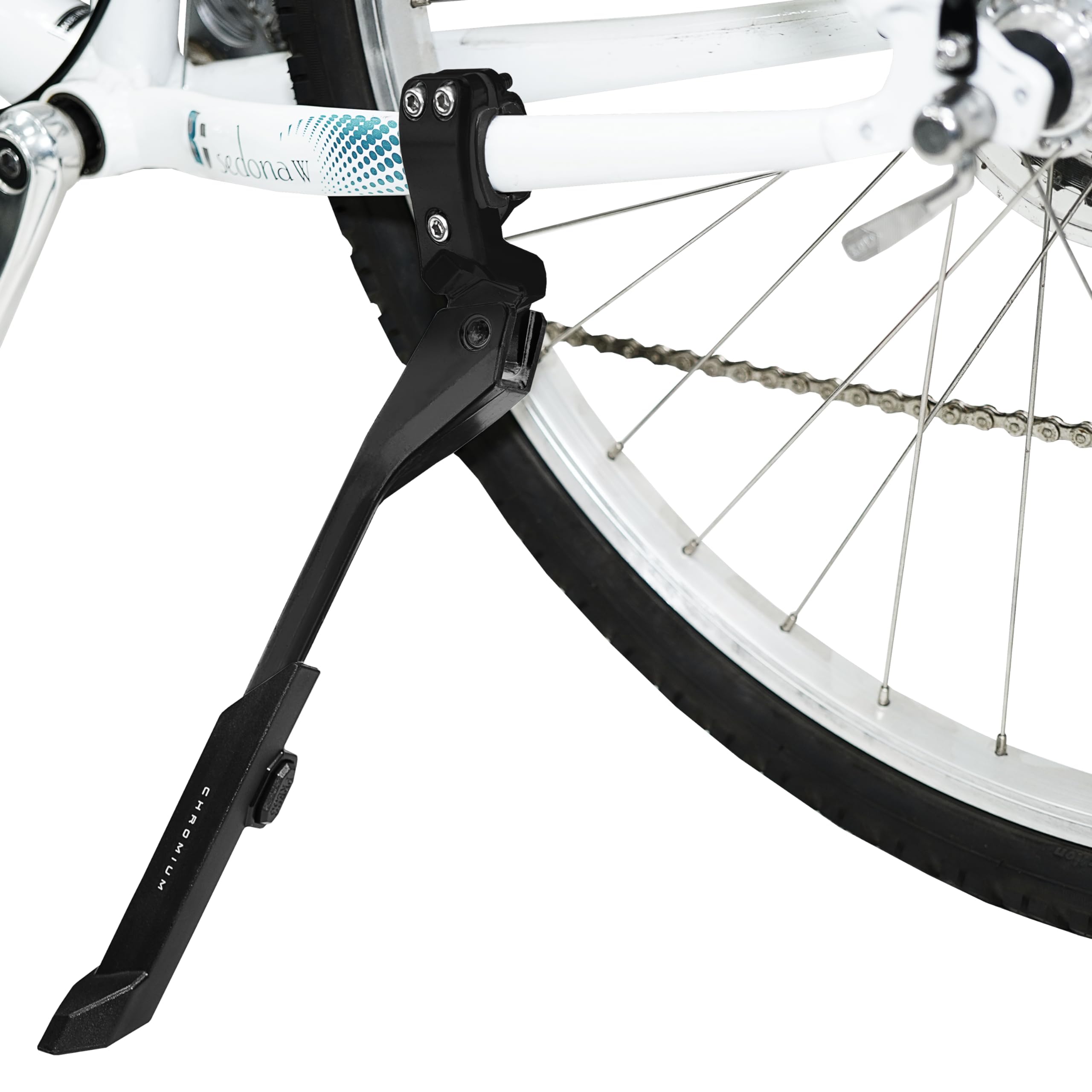 BV Rear Bike Stand for 24"-28" Bikes - Adjustable Bike Kickstand for Adult Bike with 8 Height Levels, Non-Slip Foot & Clamp Grip - Weather-Resistant Aluminum Alloy Bicycle Stand for Road, Mountain BMX