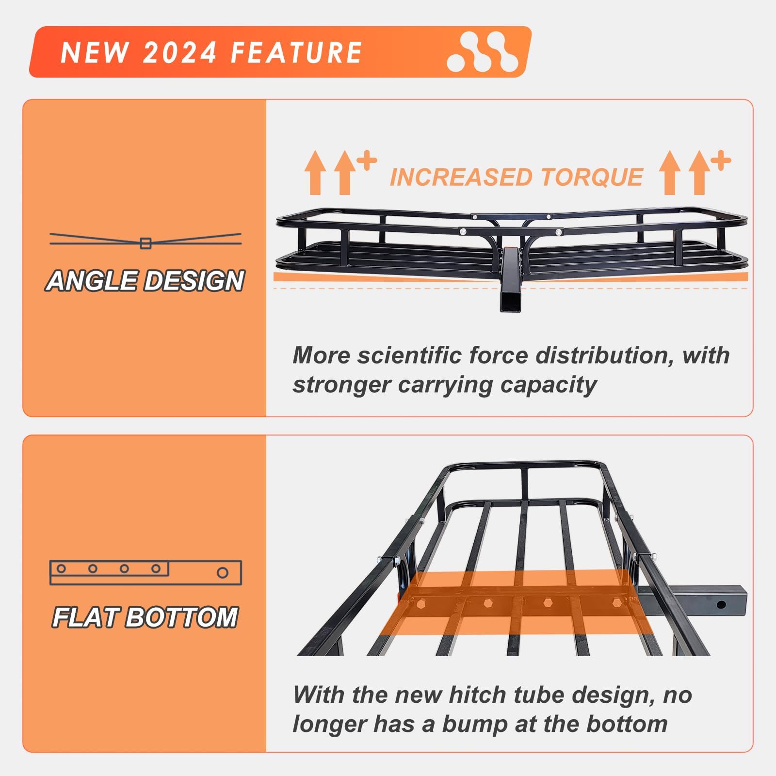 Hitch Roof Mount Cargo Carrier Basket + Waterproof Bag Cubic Feet,and Cargo Net with Attachment Hooks,Ratchet Straps.200 500 Lbs Capacity