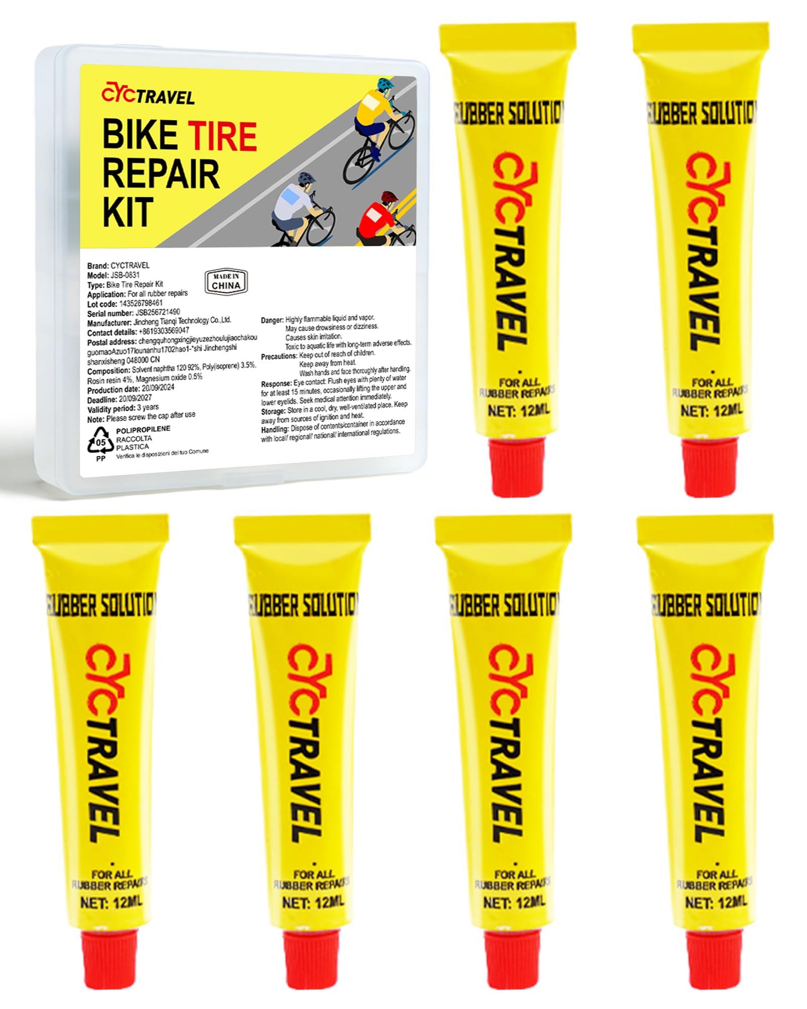 cyctravel Bike Tire Repair Kit, Bicycle Inner Tube Puncture Patch Kits with 20 PCS Vulcanizing Patches, User Manual, Metal Rasp and Tire Lever, Bike Patch Kit for Mountain and Road Bike