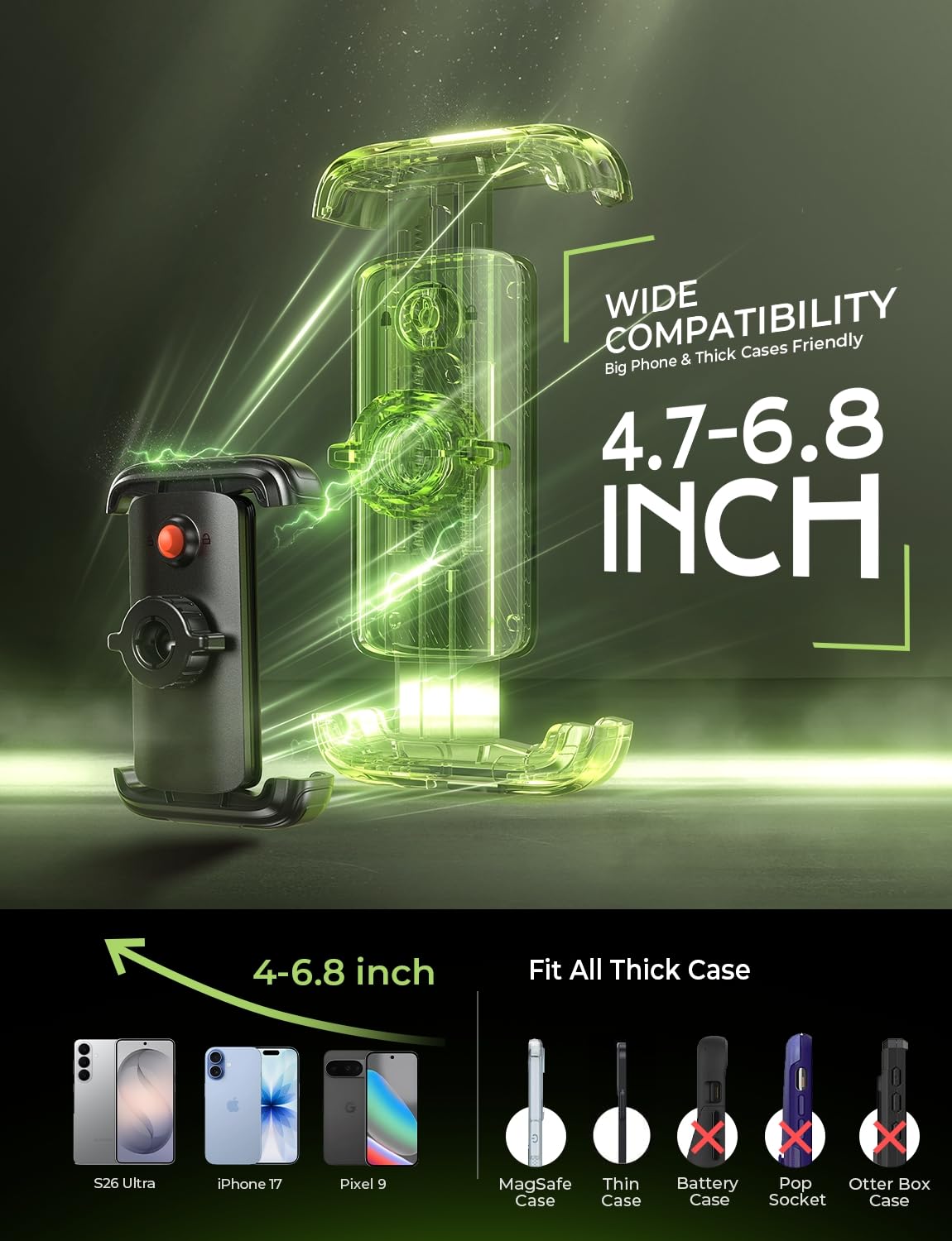 LISEN Bike Phone Holder, [Super Easy Install] Motorcycle Phone Mount Ebike Accessories Bicycle Handlebar Holder Mount Gifts for Adults Kids Men Mountain Mini Bike Scooter Gear Accessories