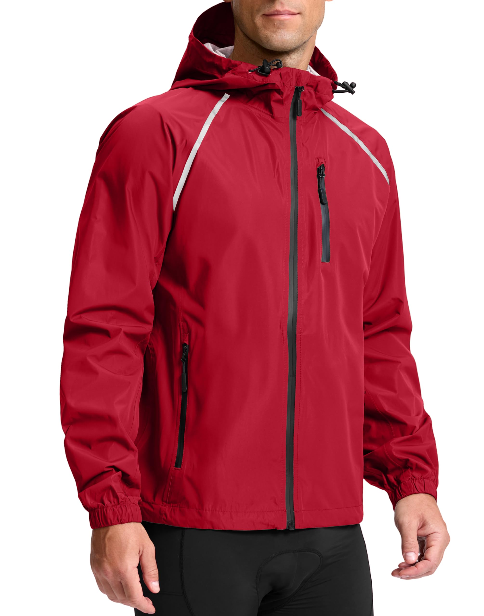 Bikewa Men's Cycling Rain Jackets Waterproof Running Bike Windbreaker Lightweight Packable Hooded Jacket