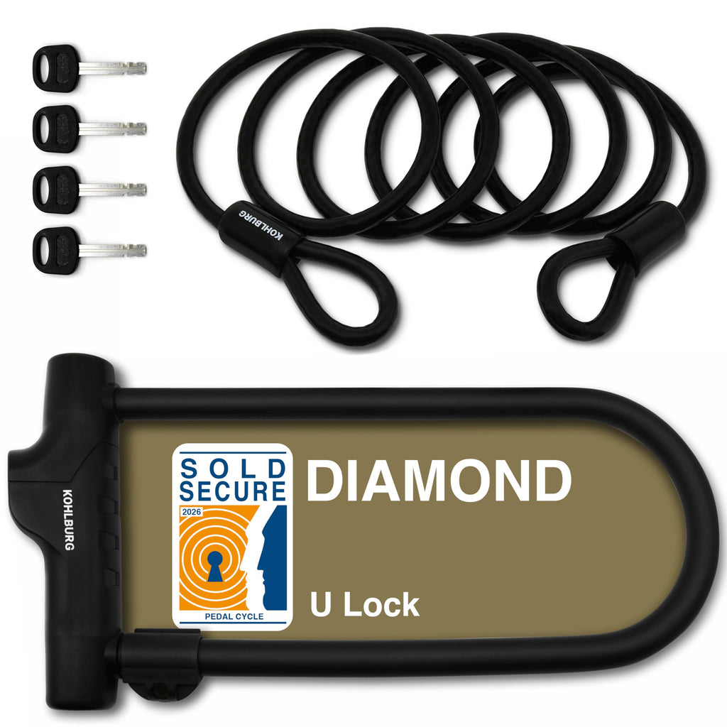 KOHLBURG Highest Security U Lock [Sold Secure Diamond] Bike Lock, 4 Keys