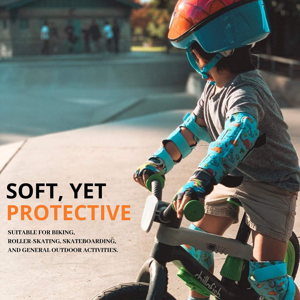 Simply Kids BUNDLE: Knee Pads, Elbow Pads, Bike Gloves and Wrist Guards for Child Boy Girl Toddler I One Set for All Sports Roller-Skating Balance Bike Skateboard