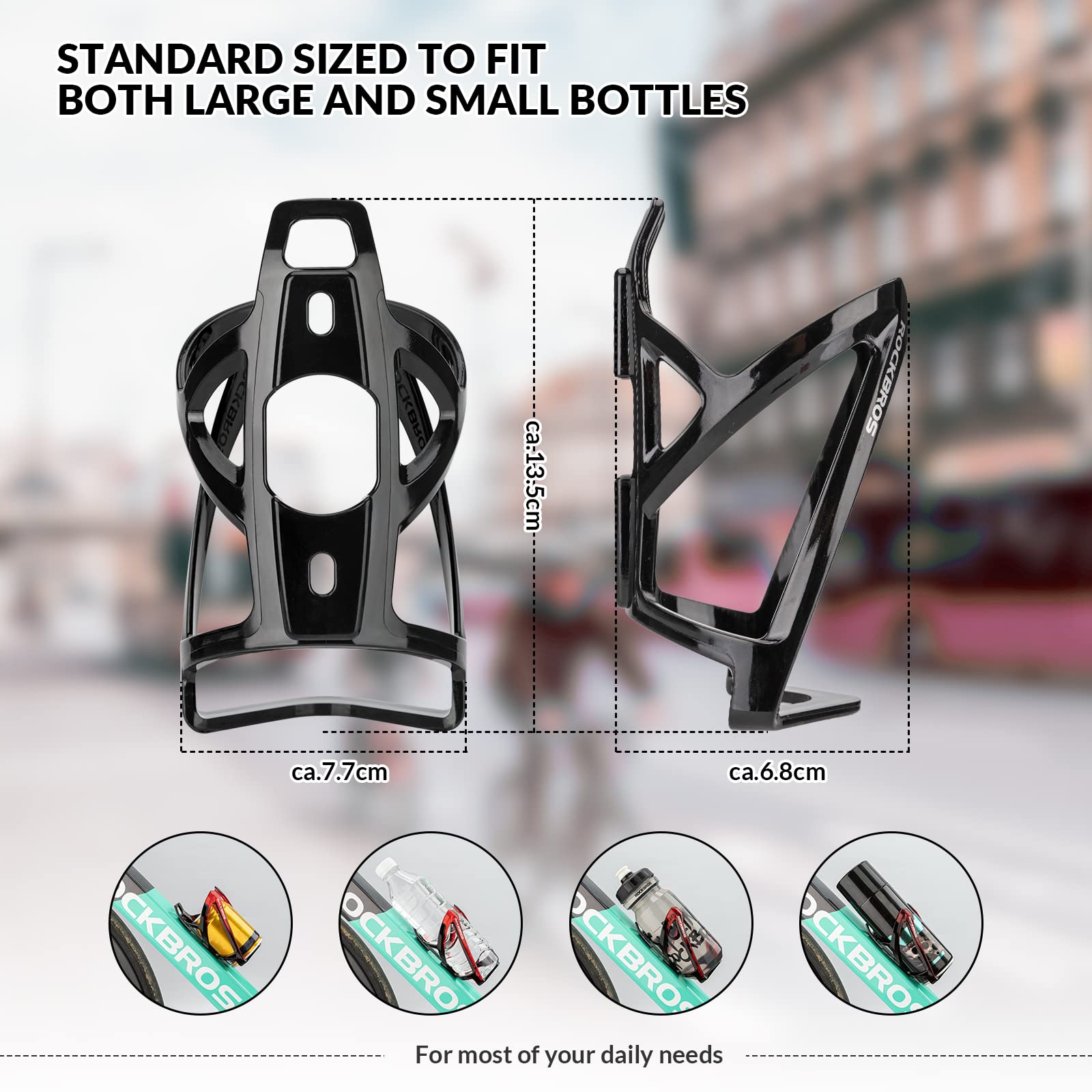ROCKBROS Bike Water Bottle Holder Ultra-Light Durable Bicycle Bottle Cages with Screws Tool, Universal Bike Cup Holder Rack for Road MTB Bikes…
