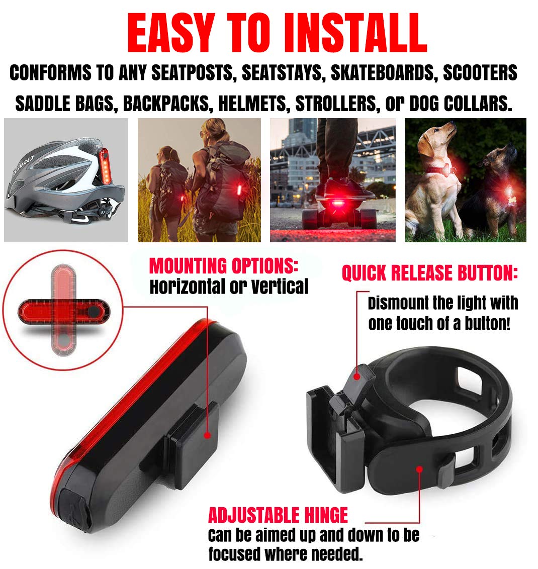 BLITZU USB-C Rechargeable LED Bike Tail Lights, 2-Pack