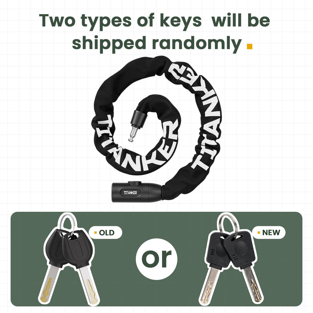Titanker Heavy Duty Bicycle Lock Chain with Keys - 3 Feet Anti-Theft Lock for Bikes, Motorcycles, Doors, Gates, Fences, Grills (6mm Thick)