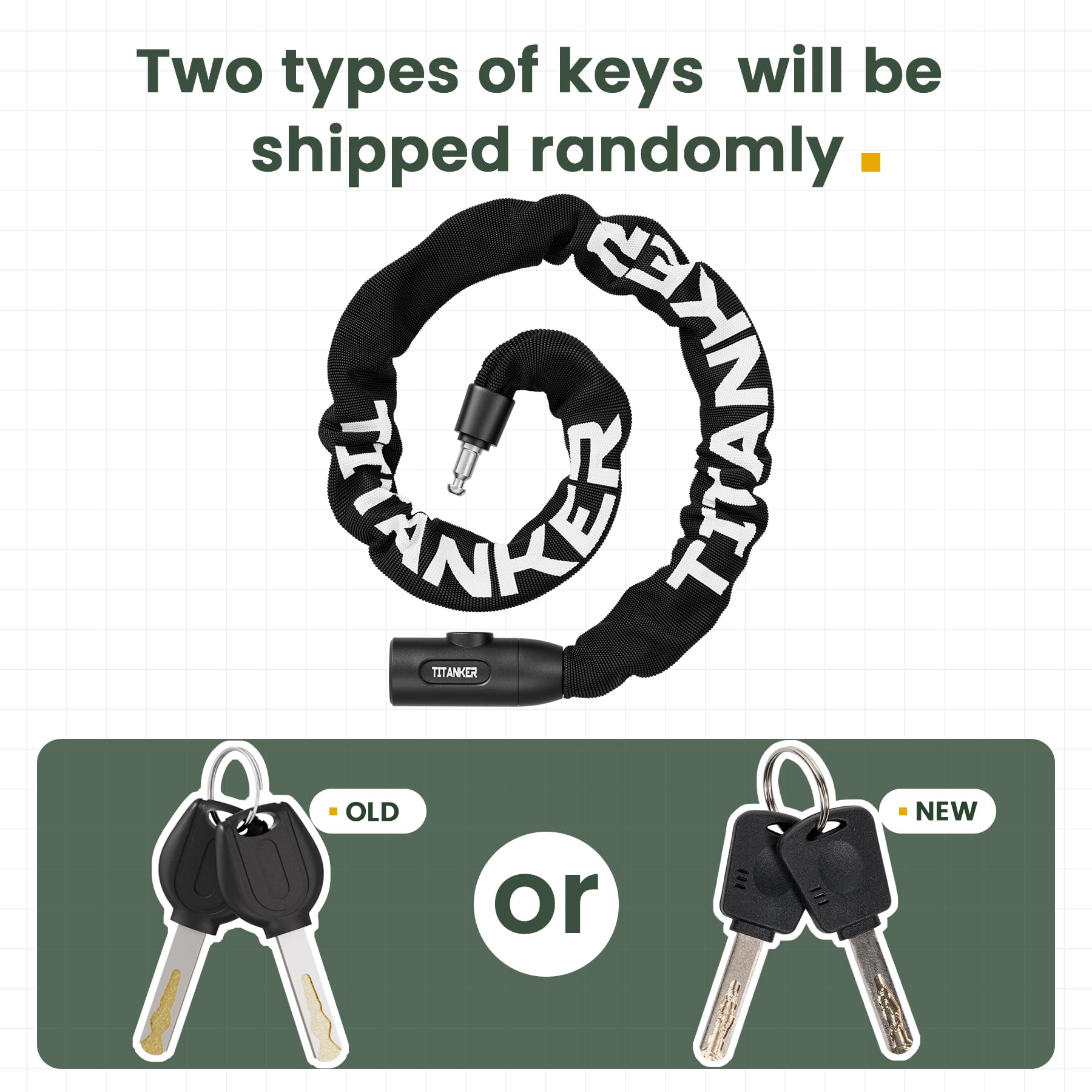 Titanker Heavy Duty Bicycle Lock Chain with Keys - 3 Feet Anti-Theft Lock for Bikes, Motorcycles, Doors, Gates, Fences, Grills (6mm Thick)