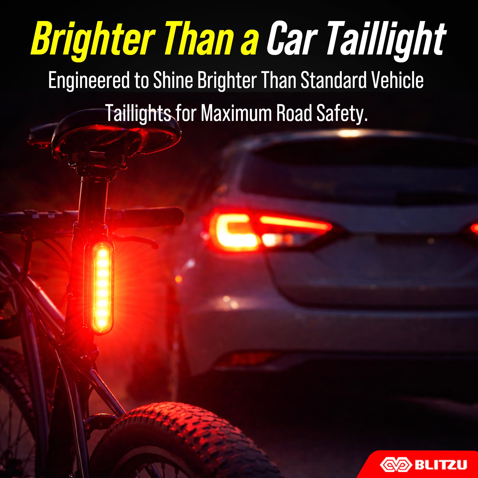 BLITZU Bike Tail Light, 2 Pack USB-C Rechargeable LED Bicycle Rear Lights