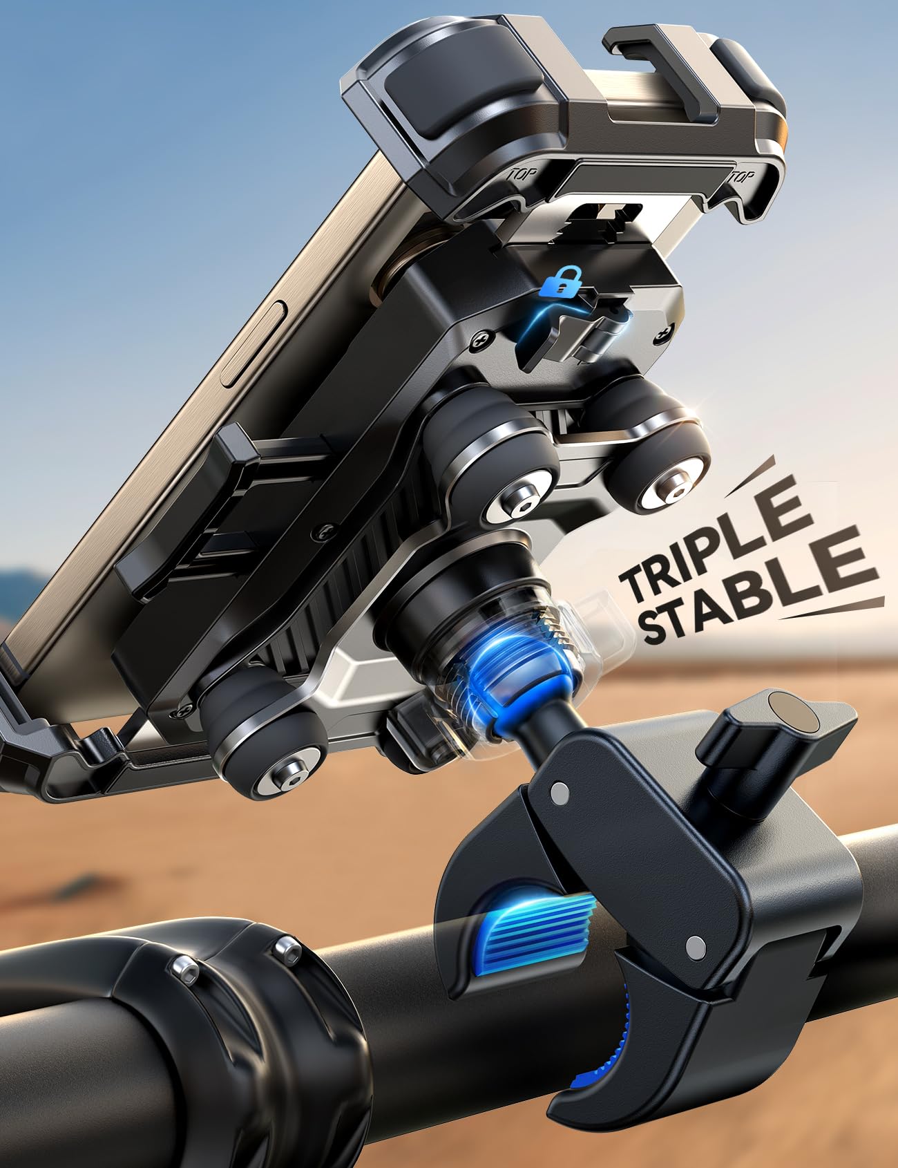 JOYROOM Motorcycle Phone Mount, [Dual Vibration Dampener] Phone Holder for Motorcycle Handlebar Bike Phone Mount for All 4.7-7 inch Phones, Motorcycle Accessories for iPhone Samsung